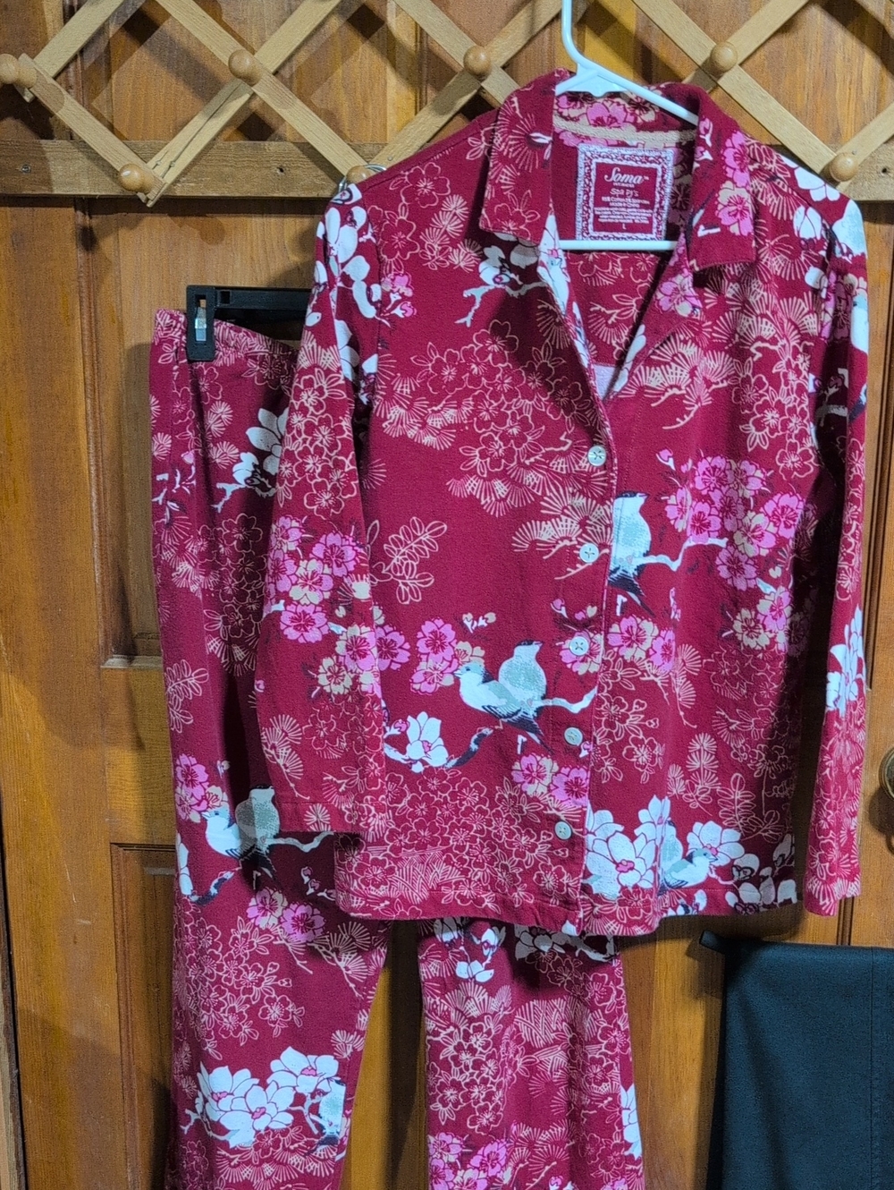 Soma Kids Burgundy Floral & Bird Pajama Set